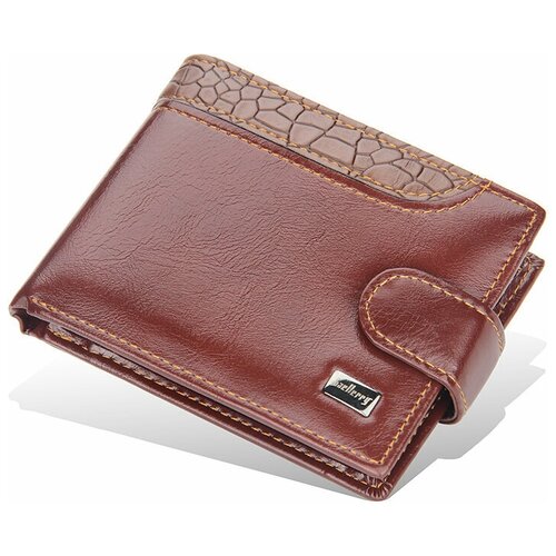 фото Кошелек мужской для карт из экокожи маленький, портмоне мужское для автодокументов, коричневый baellerry