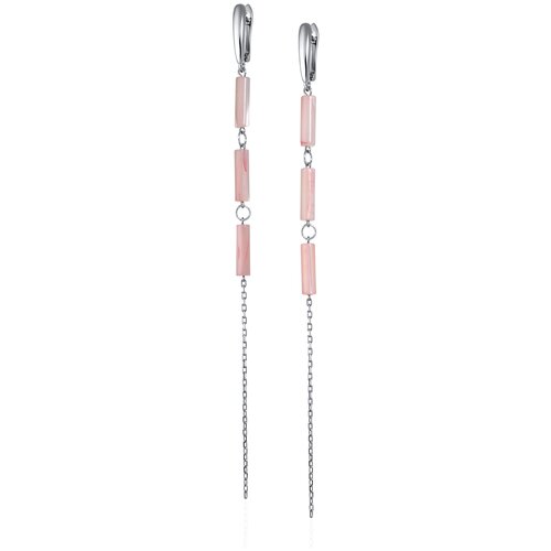 Серьги цепочки L'attrice di base, перламутр, розовый, серебряный длинные дизайнерские серьги с натуральным белым перламутром