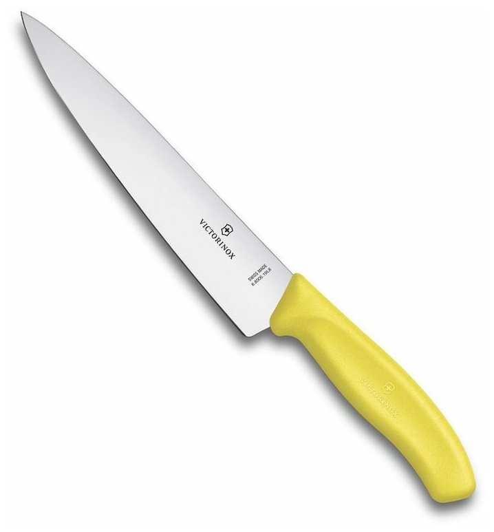 Нож Victorinox разделочный, лезвие 19 см, желтый, в картонном блистере - фотография № 3