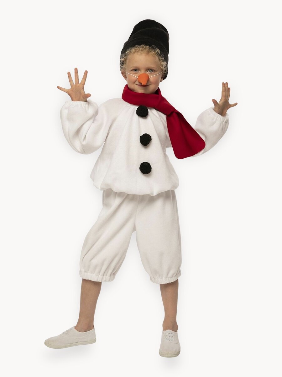 Детский карнавальный костюм Снеговичок на рост 104-110 (размер 28)