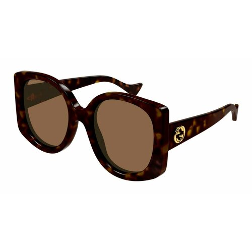 фото Солнцезащитные очки gucci gg1257s 002, круглые, оправа: пластик, с защитой от уф, для женщин, коричневый