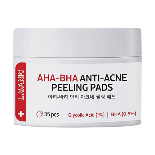 LSanic~Отшелушивающие диски с AHA и BHA кислотами против несовершенств кожи~Anti-Acne Peeling Pads диски для эксфолиации lsanic диски для лица отшелушивающие с aha и bha кислотами против несовершенств кожи