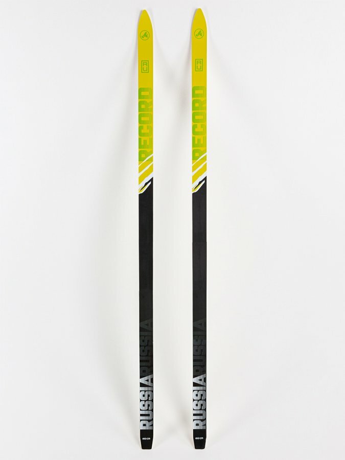 Лыжи беговые подростковые Маяк 160 см деревянные желто-черно-зеленые