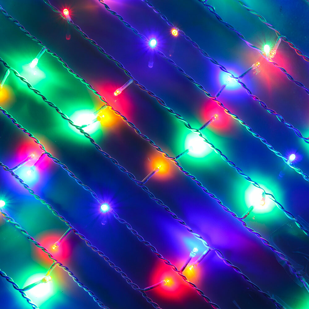 фото Гирлянда эл. бахрома 96LED 2х0,5м, 16 нитей мультицвет, 8 режимов ПВХ белый коннектор 220В 351-483