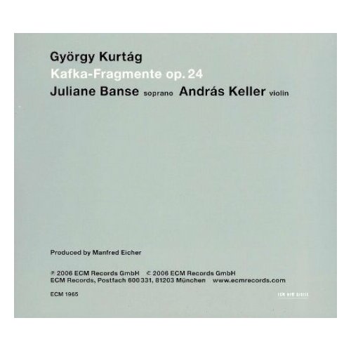 Компакт-Диски, ECM Records, JULIANE BANSE / ANDRAS KELLER - Gyorgy Kurtag: Kafka Fragmente, op.24 (CD) компакт диски ecm records andras schiff franz schubert sonatas