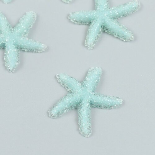 Декор для творчества пластик Мятная морская звезда сахарная 3,8х0,5х3,8 см мыльница морская звезда пластик цвет прозрачный зелёный