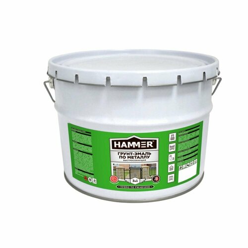 HAMMER Грунт-эмаль по металлу 3 в 1 б/с шоколадная 10 кг / 1 ЭК000132855