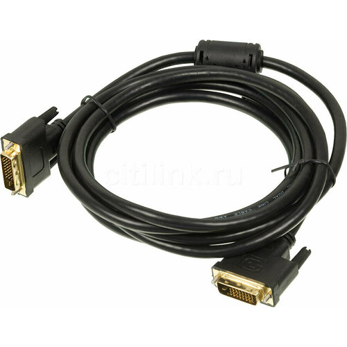 Кабель DVI DVI-D (m) - DVI-D (m), GOLD , ферритовый фильтр , 3м, черный кабель atcom dvi d m dvi d m at9148 3м