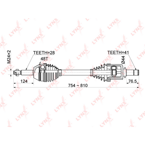 Привод в сборе лев. FORD Transit/Transit Tourneo 2.2D 06-14