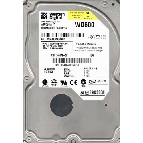Жесткий диск Western Digital WD600AB 60Gb 5400 IDE 35 HDD 365000₽