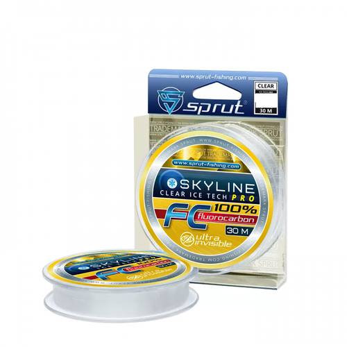 фото Леска sprut skyline fc fluorocarbon ice tech pro clear 0.142 30м
