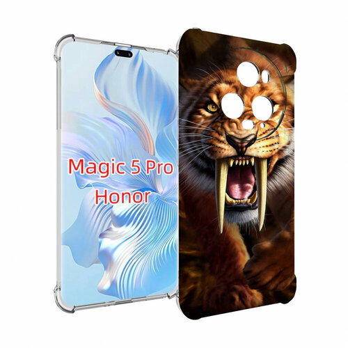 Чехол MyPads саблезубый злой тигр для Honor Magic 5 Pro задняя-панель-накладка-бампер