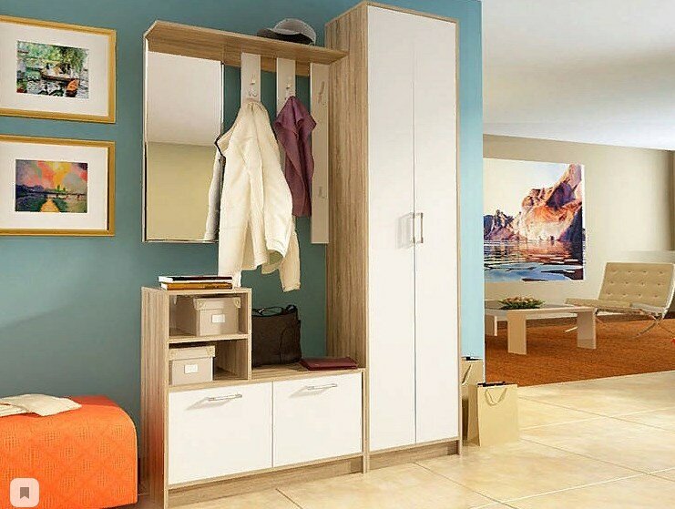 Прихожая Лофт-3, МФ-Купе, размер 144.4х34х208 см, цвет Белый/Дуб сонома