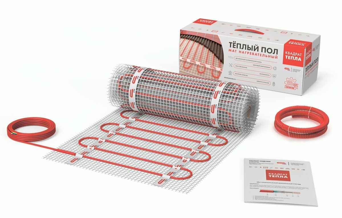 Нагревательный мат СТН Квадрат тепла КМ-75-05 150 Вт/м2 с программируемым терморегулятором 05 м