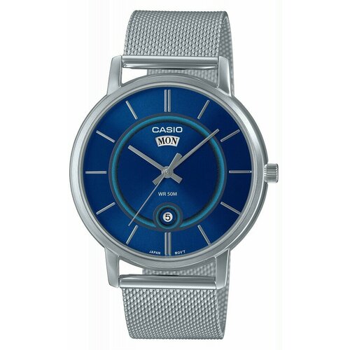 фото Наручные часы casio collection mtp-b120m-2a, серебряный, синий