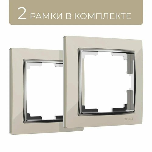 werkel рамка snabb на 4 поста слоновая кость золото wl03 frame 04 ivory gd 4690389083914 Werkel Snabb WL03-Frame-01-ivory/W0011903 (слоновая кость, хром) Рамка на 1 пост комплект из 2 штук