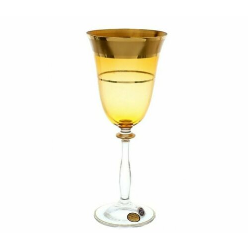 Набор бокалов для вина Star Crystal Смальта Анжела Янтарный 250мл 6 шт