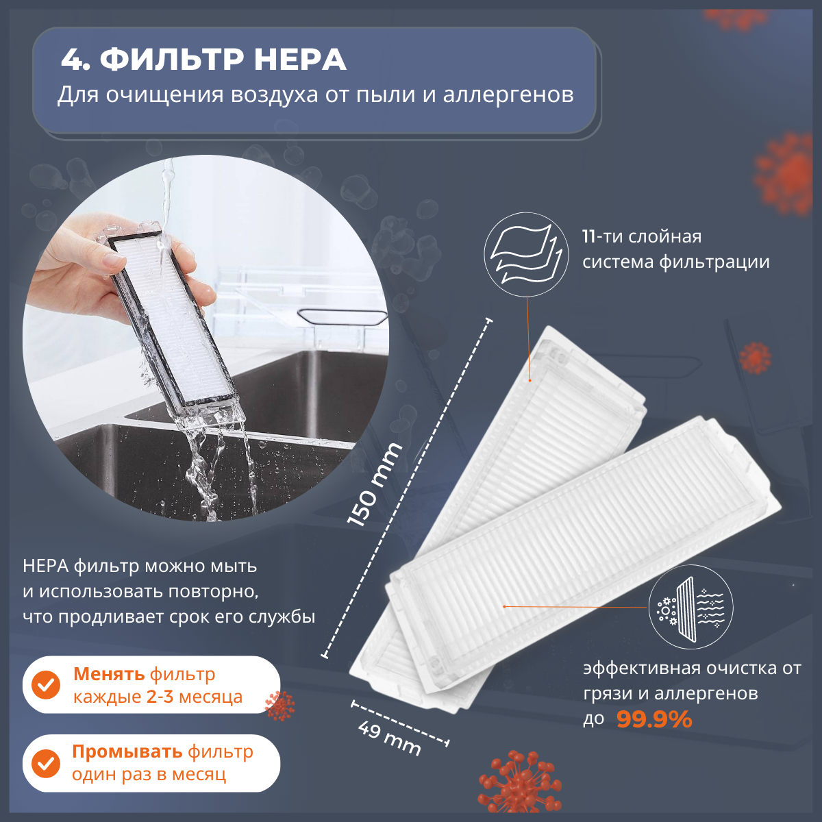 Комплект фильтров и щеток для робот-пылесоса Xiaomi, Mi Robot Vacuum-Mop 2 Lite, 2 Pro, MJST1S, BHR5044EU — фото 1
