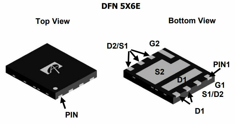 Микросхема AOE6930 N-Channel MOSFET 30V 22A DFN5X6E