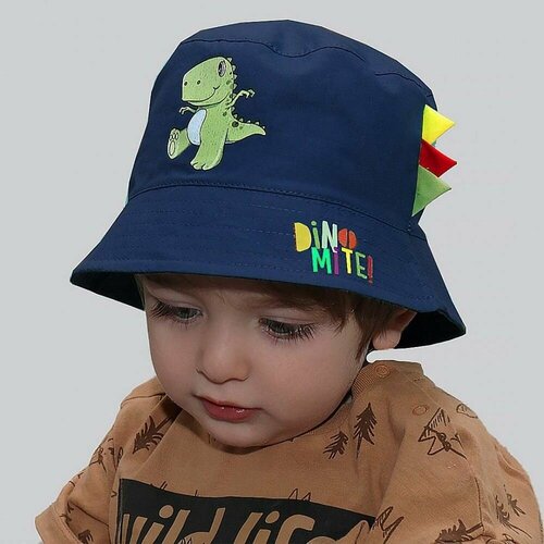 панама весенняя для малышей детская хлопковая пляжная шляпа от солнца с завязками для мальчиков и девочек зеленая Панама MarSel, размер 48-50, синий