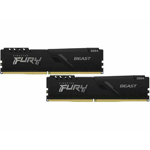 Kingston Fury Black DDR4 DIMM 2666Mhz PC21300 CL16 - 16Gb Kit (2x8Gb) KF426C16BBK2/16 модуль памяти kingston fury black ddr4 dimm 2666mhz pc21300 cl16 16gb kit 2x8gb