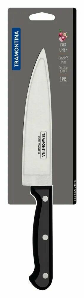 Нож кухонный универсальный, Tramontina, длина лезвия 20 см, сталь нерж, цвет: черный