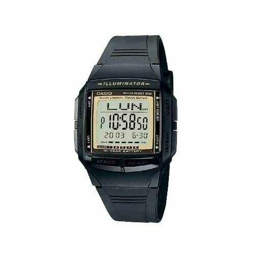 casio men s data bank water resistant digital watch db 360g 9a 38 mm gold Наручные часы CASIO, черный