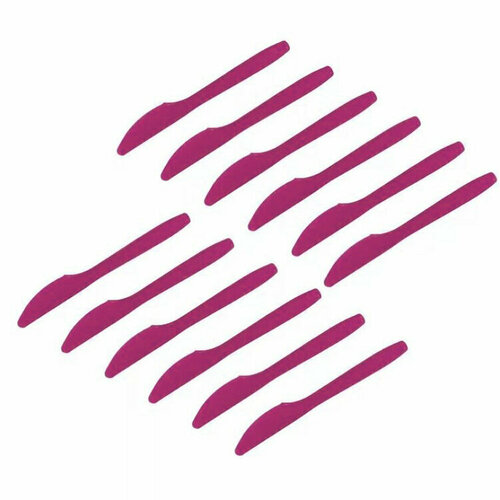 Одноразовые пластиковые однотонные ножи малинового (фуксия) цвета Bright Pink, 12 шт.