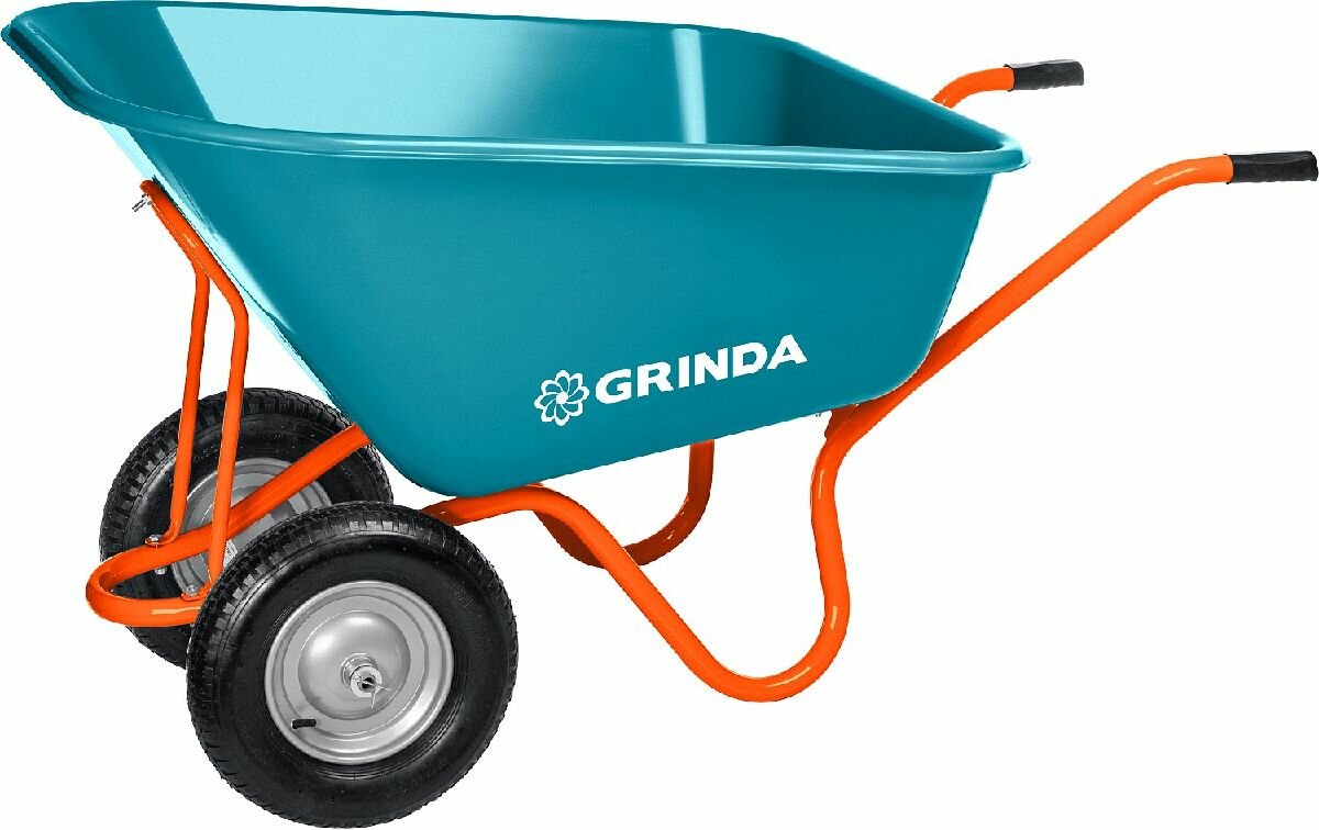 Садовая тачка с кузовом увеличенного объема 260л GRINDA GP-1 г п 120кг ударопрочный пластиковый кузов. (422401)