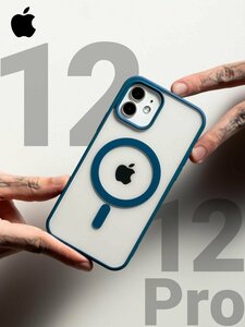 Чехол на Apple iPhone 12/12 Pro MagSafe, синий