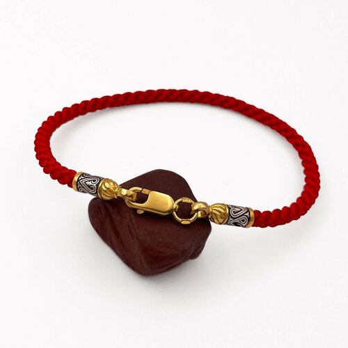 Браслет-нить Русские Мастерские, серебро, 925 проба, чернение, золочение, оксидирование, длина 21 см.