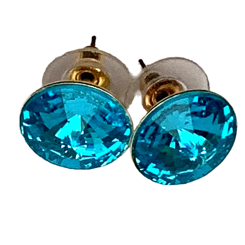 Серьги пусеты кристаллы Swarovski размер 12 мм бирюзовый 455₽
