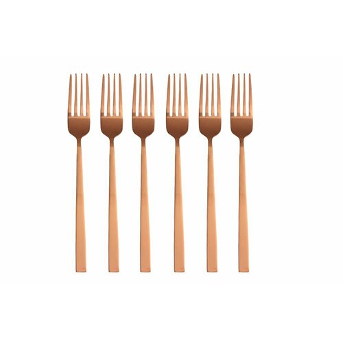 Набор матовых десертных вилок Porland медного цвета 6 шт Вилки Золотые 2999₽
