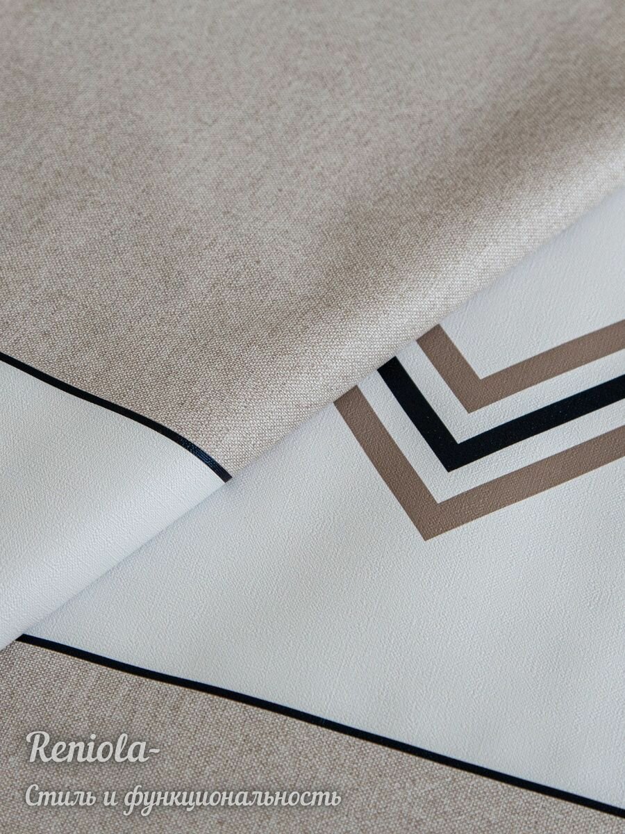 Скатерть "Reniola", ПВХ, водонепроницаемая, серо-бежевая,140х110 см — фото 1