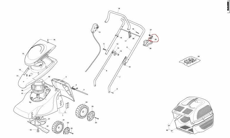 Фиксатор для выключателя газонокосилки makita ELM3300 ELM3700 ELM4100 ELM4600 ELM4601 (3D печать)