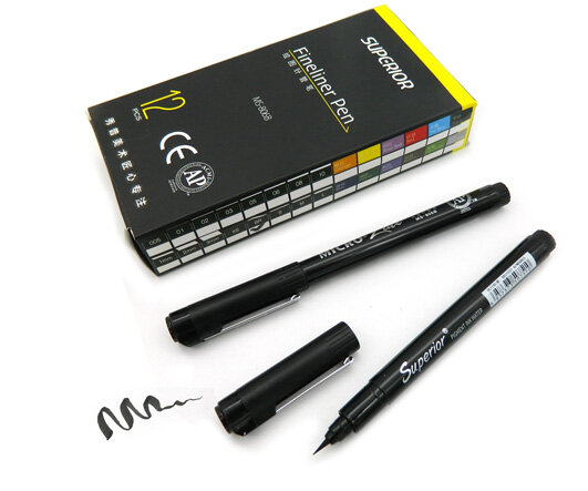 фото SUPERIOR 313861 Линер Superior CC-10 BR черный мягкая кисть 0,5 мм MS-806B (3/12/1440)