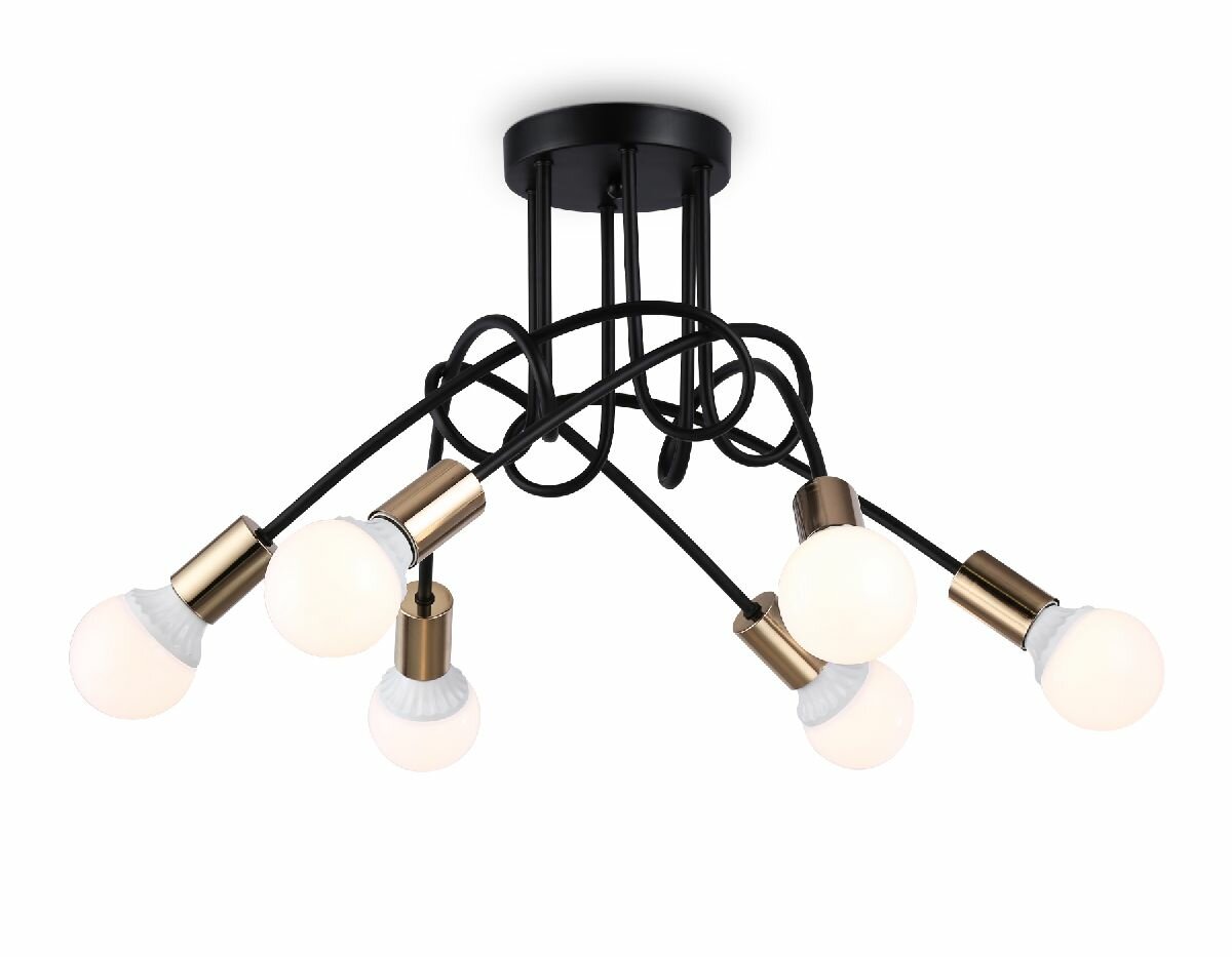 Потолочная люстра Ambrella Light Loft TR80419, Накаливания, E27, Металл/Черный, Лофт, В гостиную, На потолок, Без плафона, Китай