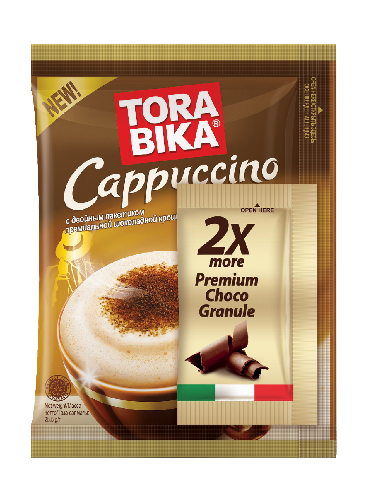 Растворимый кофе Tora Bika Капучино пакет (Индонезия) 510 гр 20 шт