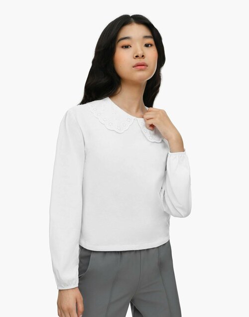 Школьная блуза Gloria Jeans, размер 6-8л/122-128, белый