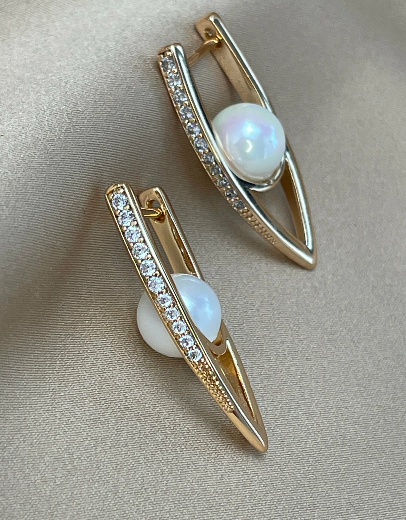 Серьги XUPING JEWELRY, циркон, жемчуг имитация