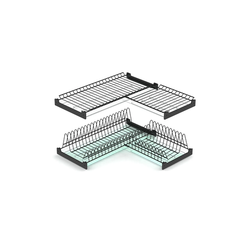 Сушилка для посуды угловая в базу 600 мм с 2 поддонами черный 4887₽