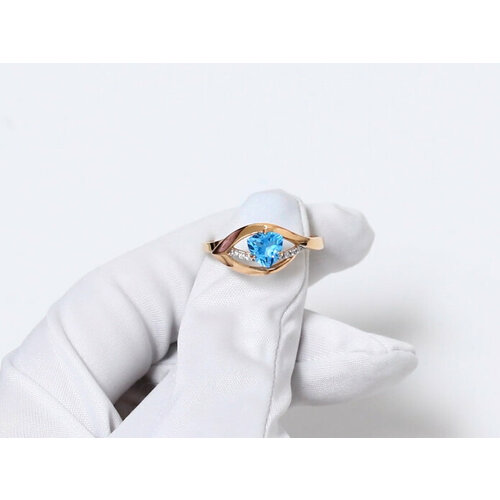 фото Кольцо diamant online, золото, 585 проба, топаз, фианит, размер 19.5