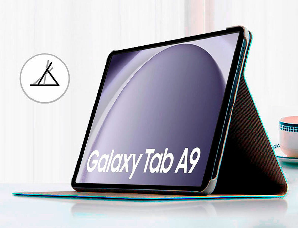 Чехол для планшета Samsung Galaxy Tab A9 (2023) 8.7 дюйма (SM-X110/X115), кожаный с тиснением, винтажный стиль (серый)