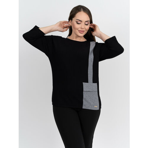 Свитер, размер 52/56, серый, черный