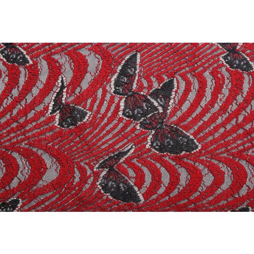 Ткань Кружево Solstiss, красное с синим, бабочки, ш116см, 0,5 м