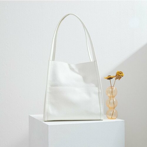 фото Сумка тоут кожа зернистая 2206-б, фактура зернистая, белый sn.style