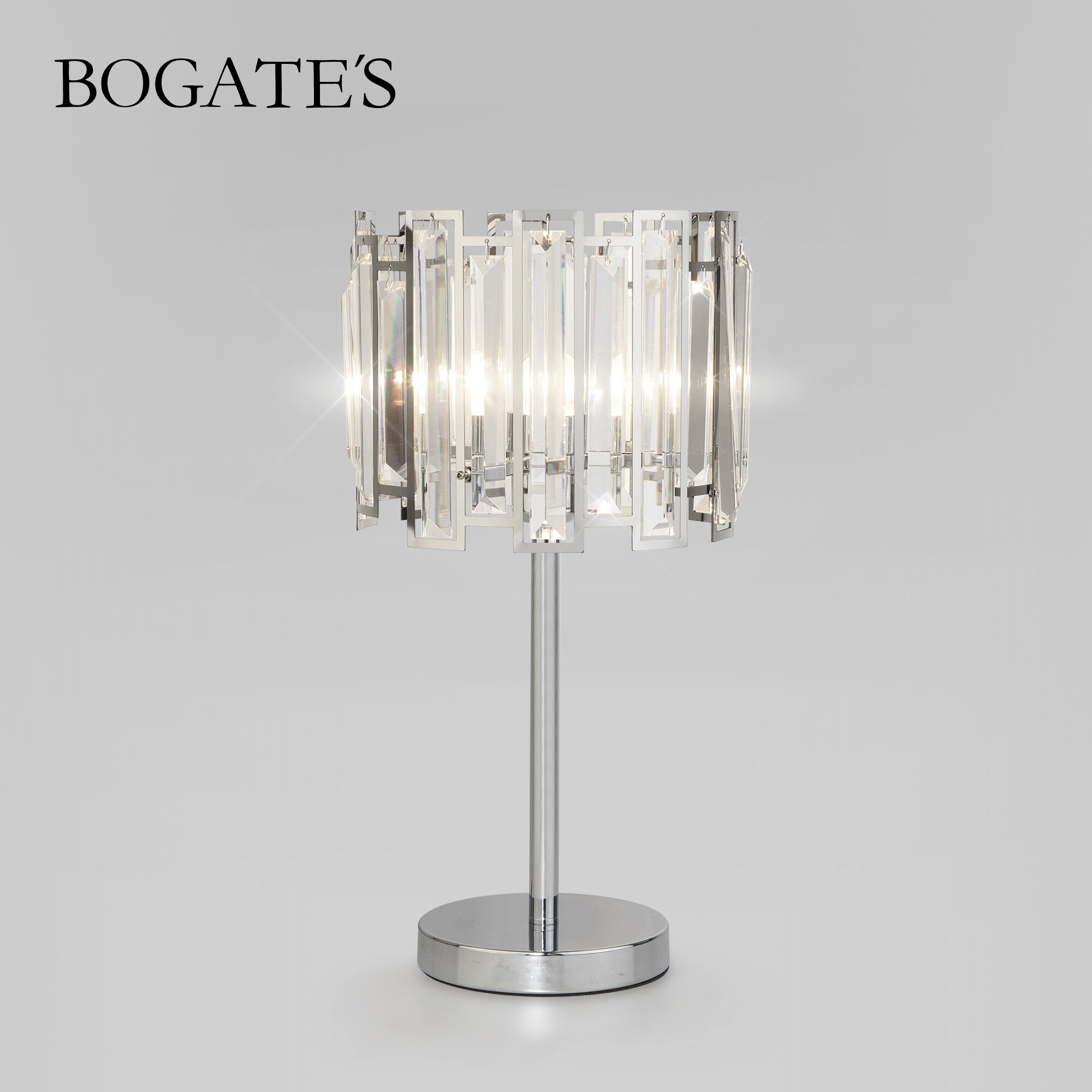 Настольная лампа / Светильник настольный Bogate's Cella 01147/1, E14, цвет хром/прозрачный Strotskis