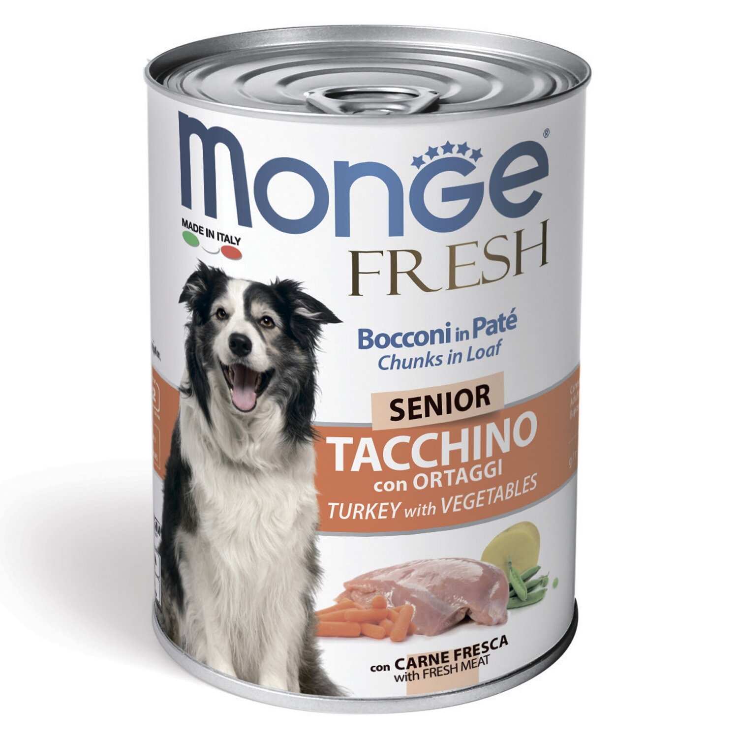Monge Dog Senior Fresh Влажный корм для пожилых собак, Мясной рулет, Индейка и Овощи 400г