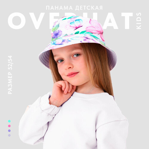 фото Панама overhat бабочки, размер 52/54, розовый, белый