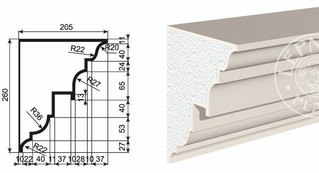 Lepninaplast КВ-260/1 фасадный карниз из пенополистирола